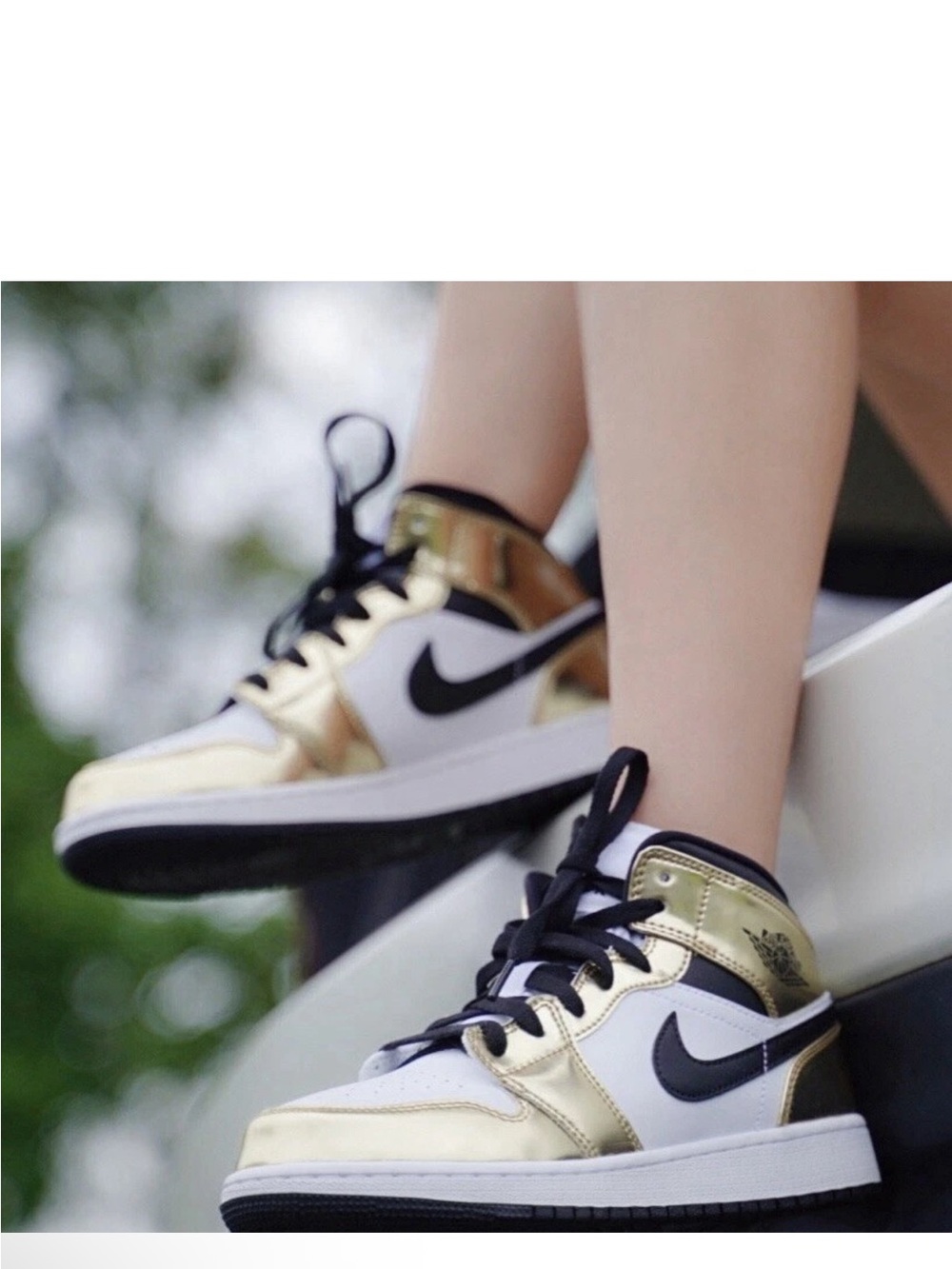 Nike Jordan Kids High-Top Sneakers in Gold, White & Black
